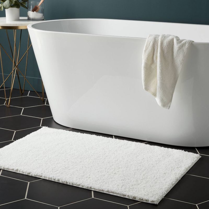 slide 2 of 4, 24"x38" Performance Plus Plush Non Skid Bath Rug White - Threshold™, 1 ct