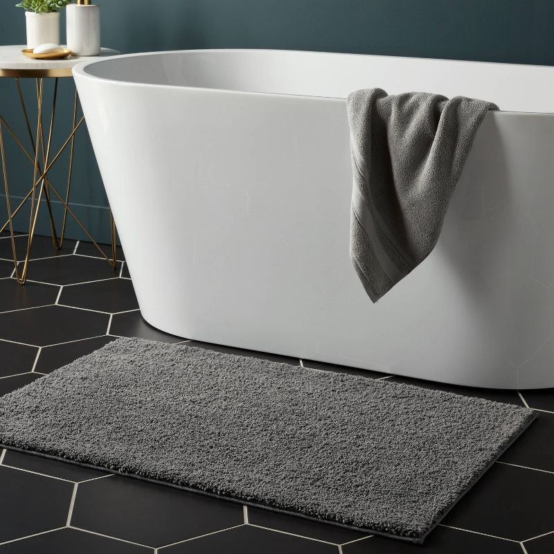 slide 2 of 4, 24"x38" Performance Plus Plush Non Skid Bath Rug Dark Gray - Threshold™, 1 ct