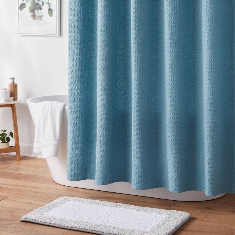 slide 2 of 4, 20"x34" Fluffy Border Memory Foam Bath Rug Gray - Threshold™, 1 ct