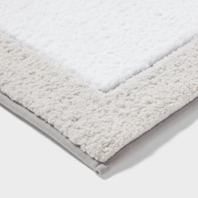 slide 3 of 4, 20"x34" Fluffy Border Memory Foam Bath Rug Gray - Threshold™, 1 ct