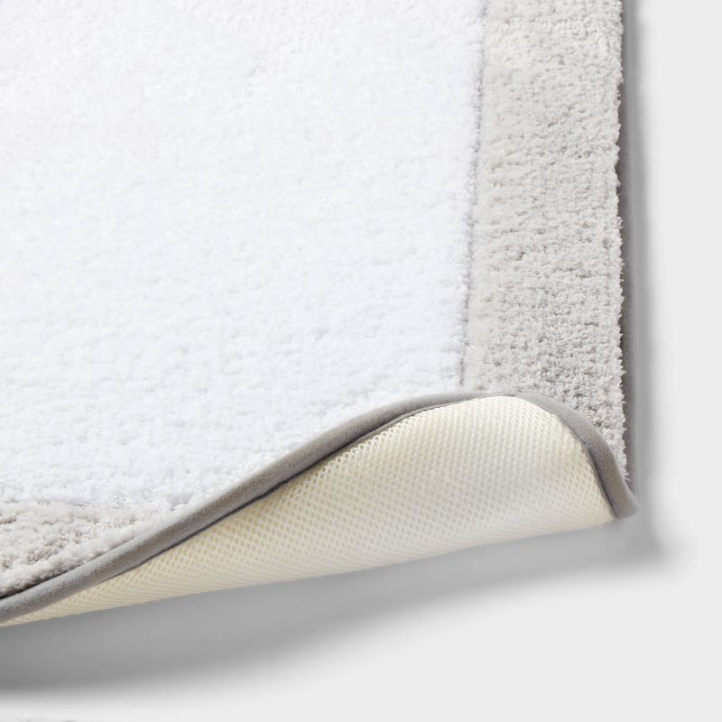 slide 4 of 4, 20"x34" Fluffy Border Memory Foam Bath Rug Gray - Threshold™, 1 ct