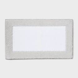 20"x34" Fluffy Border Memory Foam Bath Rug Gray - Threshold™