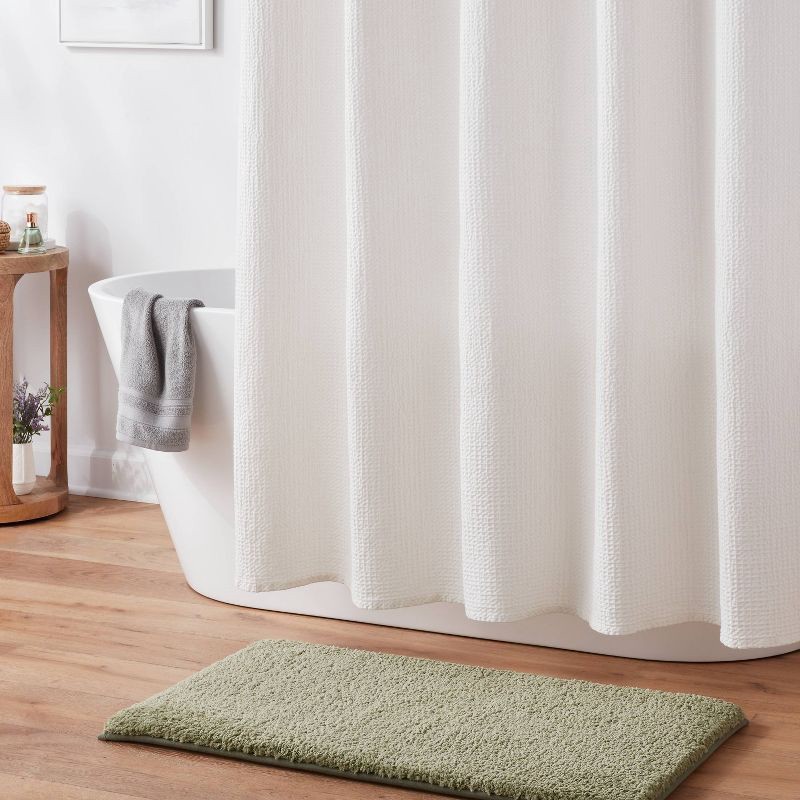 slide 2 of 4, 20"x34" Fluffy Memory Foam Bath Rug Green - Threshold™, 1 ct