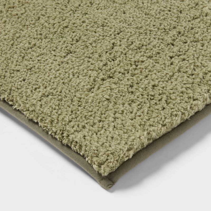 slide 3 of 4, 20"x34" Fluffy Memory Foam Bath Rug Green - Threshold™, 1 ct