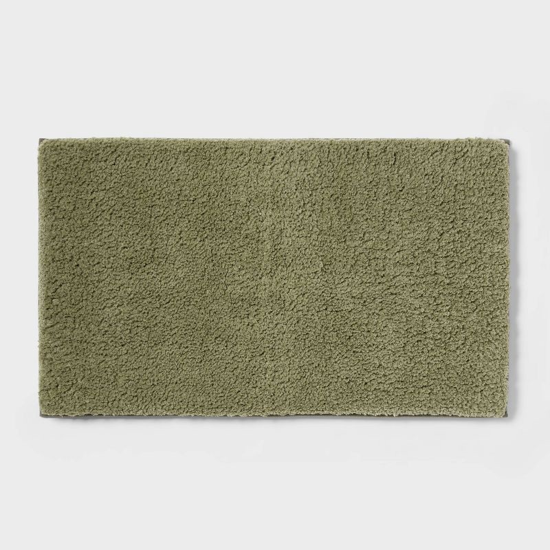 slide 1 of 4, 20"x34" Fluffy Memory Foam Bath Rug Green - Threshold™, 1 ct