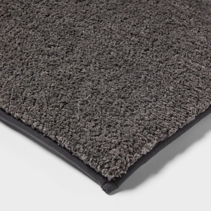 slide 3 of 4, 20"x34" Fluffy Memory Foam Bath Rug Light Gray - Threshold™, 1 ct