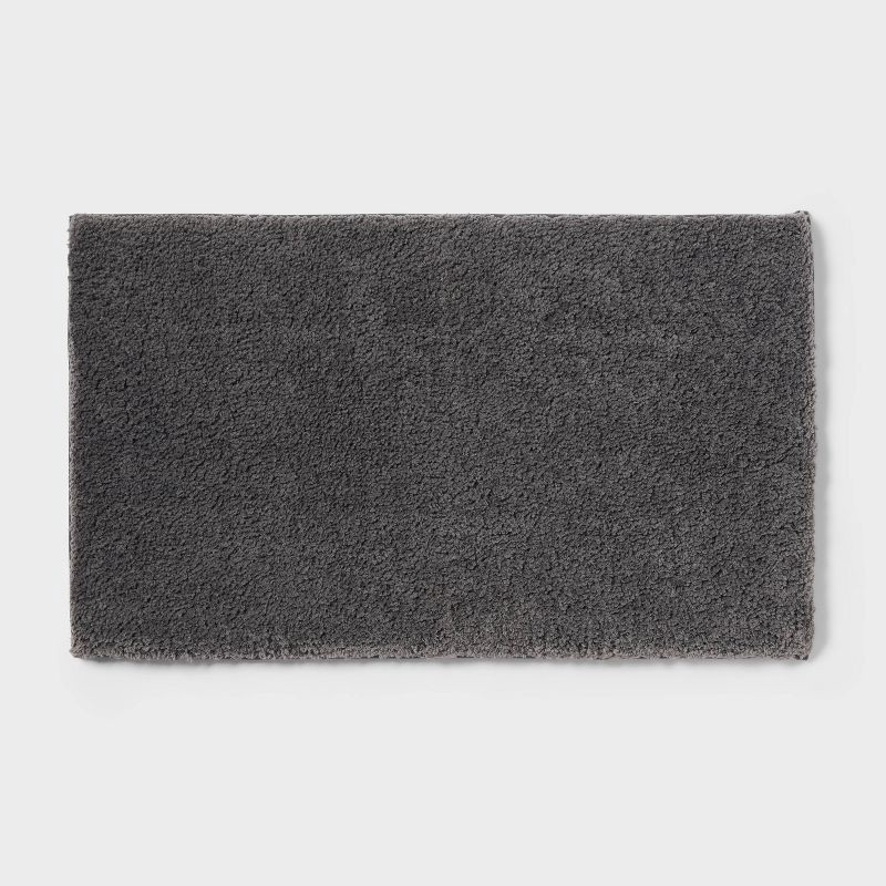 slide 1 of 4, 20"x34" Fluffy Memory Foam Bath Rug Light Gray - Threshold™, 1 ct