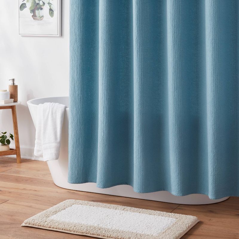 slide 2 of 4, 20"x34" Fluffy Border Memory Foam Bath Rug Tan - Threshold™, 1 ct