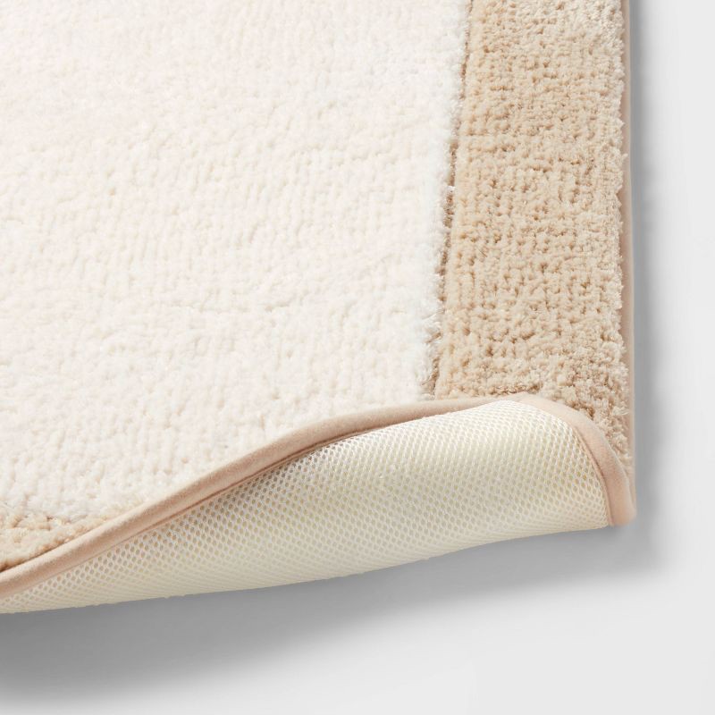 slide 4 of 4, 20"x34" Fluffy Border Memory Foam Bath Rug Tan - Threshold™, 1 ct