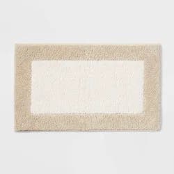 20"x34" Fluffy Border Memory Foam Bath Rug Tan - Threshold™