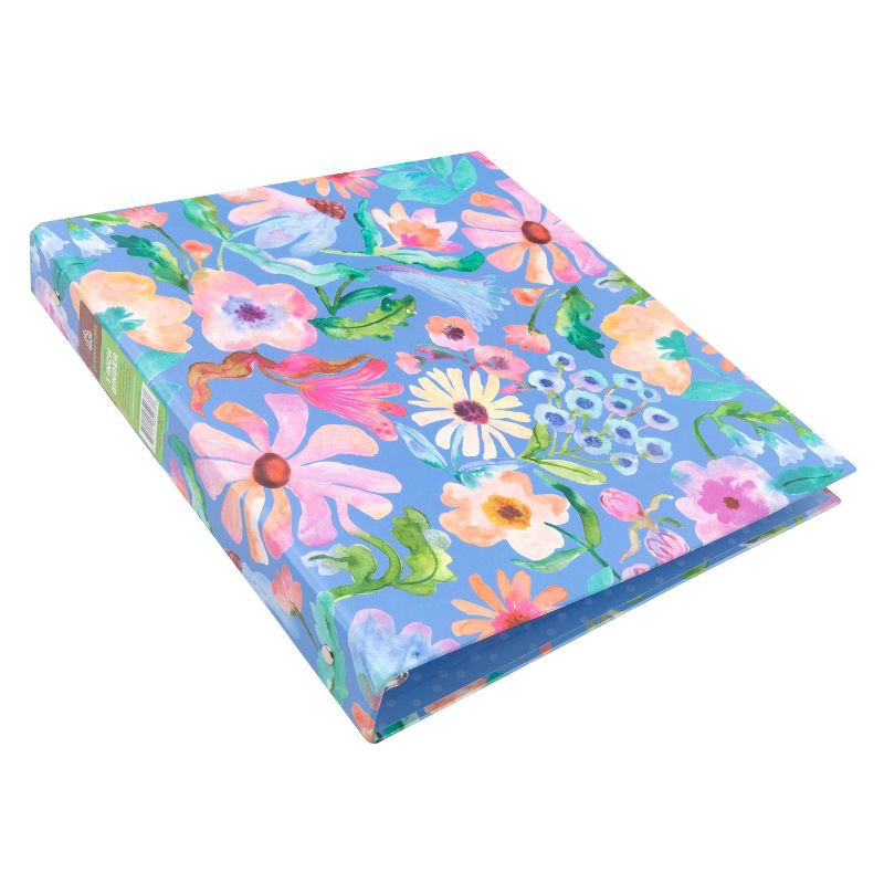 slide 2 of 3, greenroom 1" Ring Binder Painted Blooms Peri, 1 ct