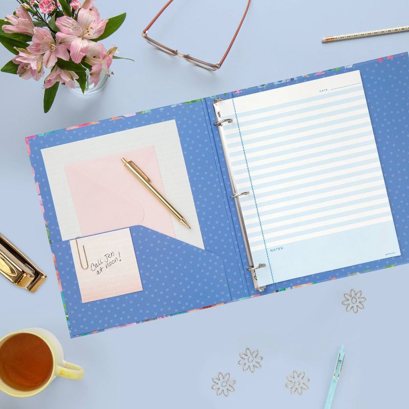 slide 3 of 3, greenroom 1" Ring Binder Painted Blooms Peri, 1 ct
