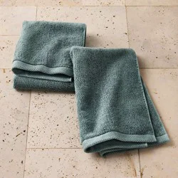 2pk Organic Hand Towel Dark Teal - Casaluna™
