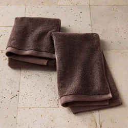 2pk Organic Hand Towel Brown - Casaluna™