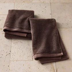 2pk Organic Hand Towel Brown - Casaluna™