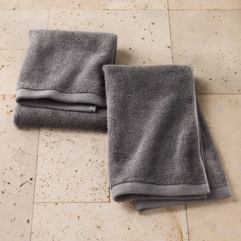 slide 2 of 4, 2pk Organic Hand Towel Dark Gray - Casaluna™, 2 ct