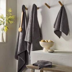 2pk Organic Hand Towel Dark Gray - Casaluna™