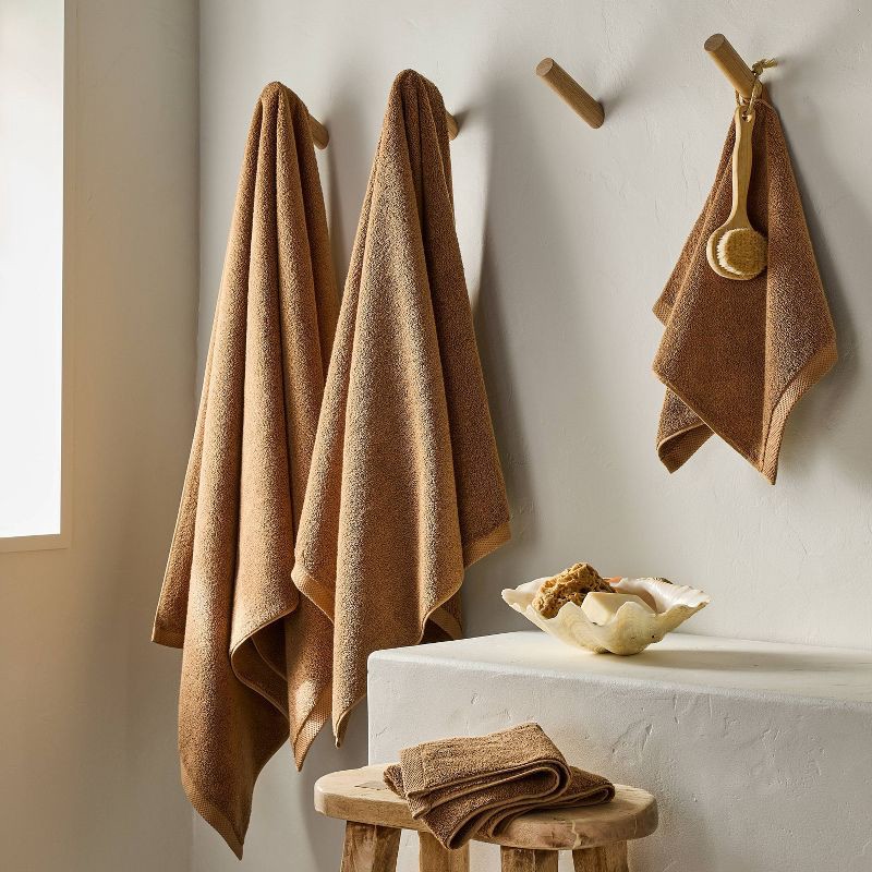 slide 2 of 4, 2pk Organic Hand Towel Warm Brown - Casaluna™, 2 ct