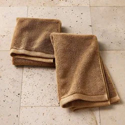 2pk Organic Hand Towel Warm Brown - Casaluna™