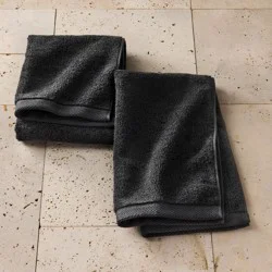 2pk Organic Hand Towel Black - Casaluna™