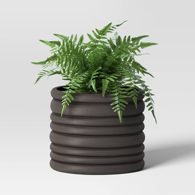 slide 3 of 4, Banded Stoneware Indoor Outdoor Planter Pot Charcoal Gray 12.25"x12.25"x10" - Threshold™, 1 ct