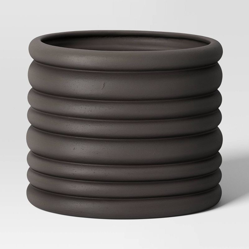 slide 1 of 4, Banded Stoneware Indoor Outdoor Planter Pot Charcoal Gray 12.25"x12.25"x10" - Threshold™, 1 ct