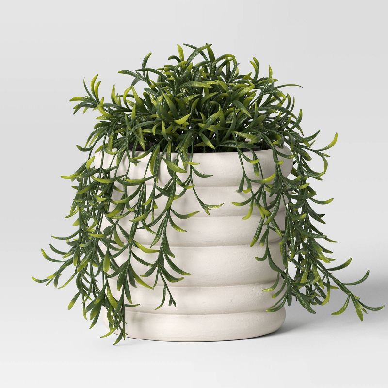 slide 3 of 4, Banded Stoneware Indoor Outdoor Planter Pot White 8.125"x8.125"x8" - Threshold™, 1 ct