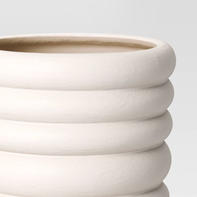 slide 4 of 4, Banded Stoneware Indoor Outdoor Planter Pot White 8.125"x8.125"x8" - Threshold™, 1 ct
