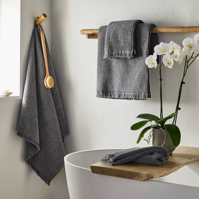 slide 2 of 4, Organic Texture Bath Towel Gray - Casaluna™, 1 ct