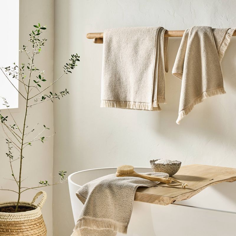 slide 2 of 4, Organic Texture Bath Towel Natural - Casaluna™, 1 ct