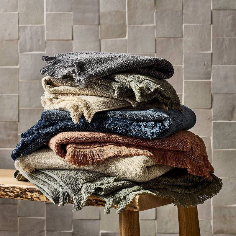 slide 4 of 4, Organic Texture Bath Towel Olive - Casaluna™, 1 ct