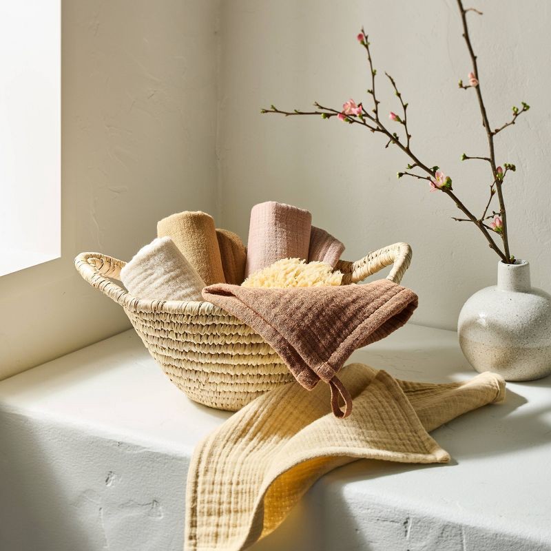 slide 2 of 3, 5pk Organic Gauze Washcloth Set Warm - Casaluna™, 5 ct