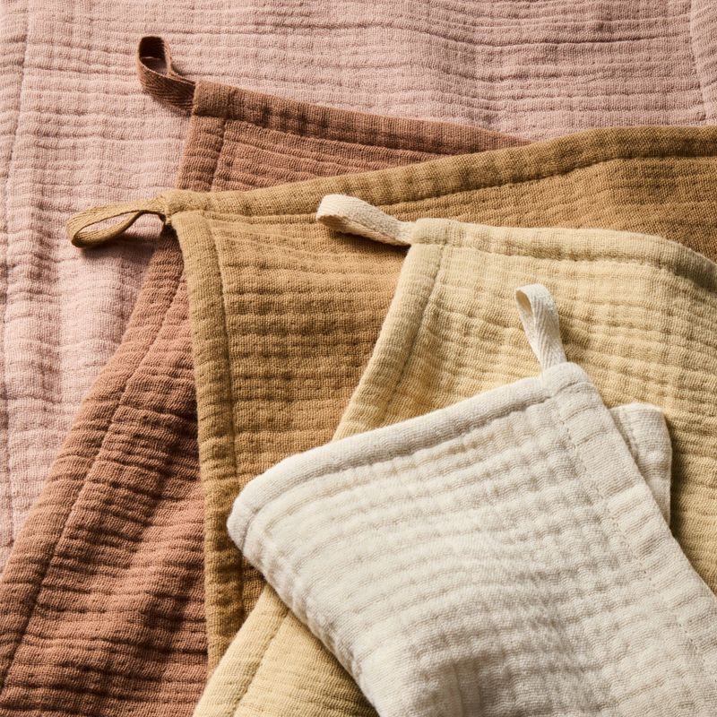 slide 3 of 3, 5pk Organic Gauze Washcloth Set Warm - Casaluna™, 5 ct