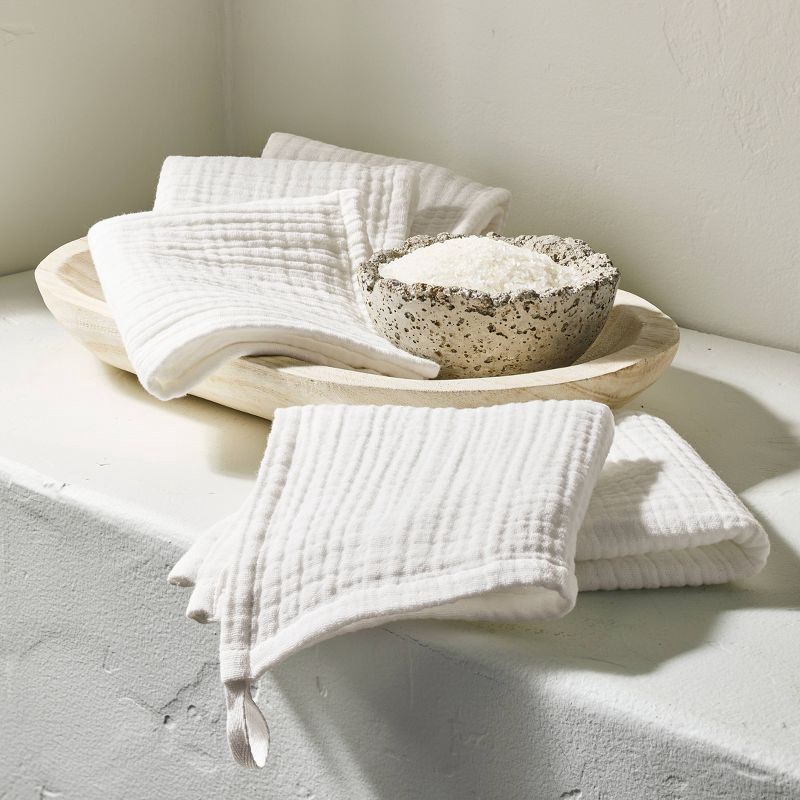 slide 2 of 3, 5pk Organic Gauze Washcloth Set Neutrals - Casaluna™, 5 ct