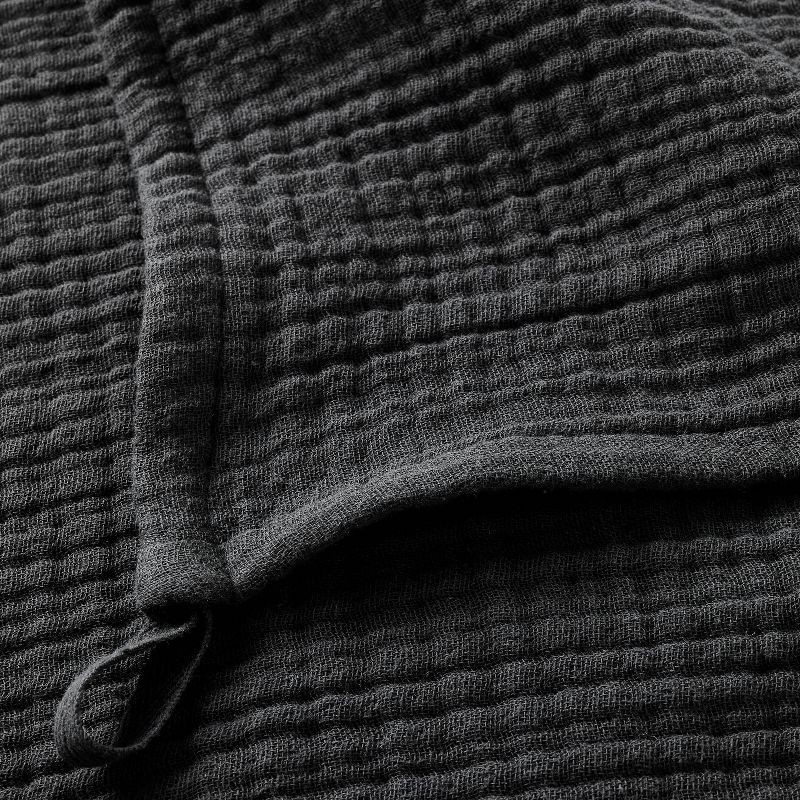 slide 3 of 3, 5pk Organic Gauze Washcloth Set Black - Casaluna™, 5 ct