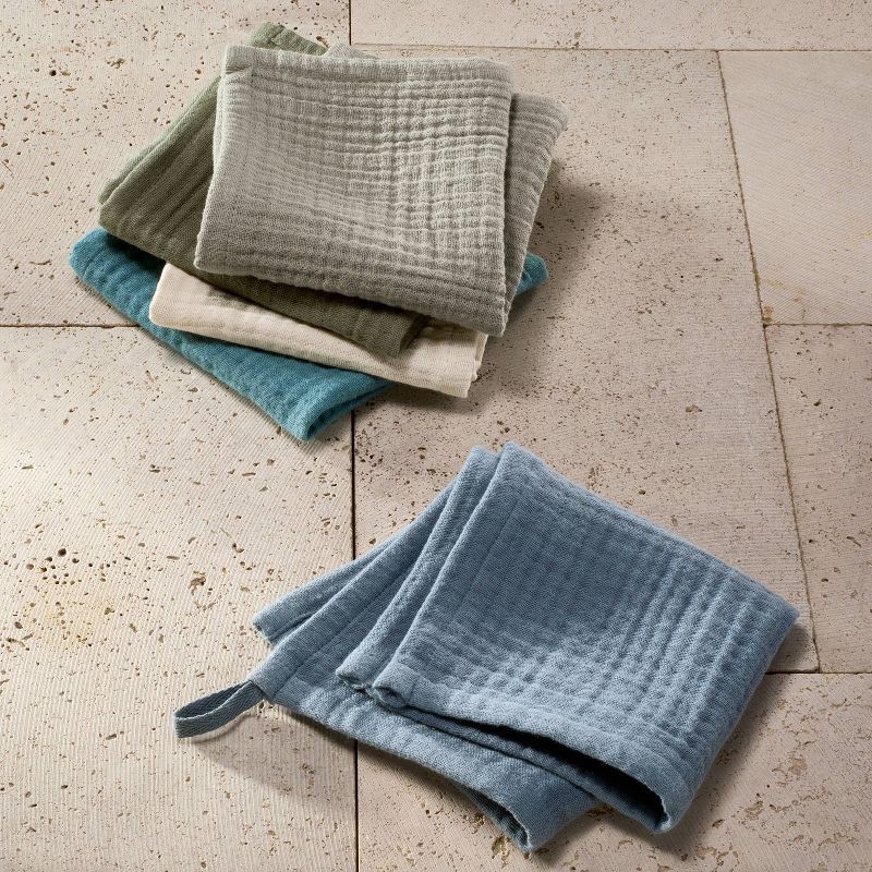 slide 1 of 3, 5pk Organic Gauze Washcloth Set Cool - Casaluna™, 5 ct
