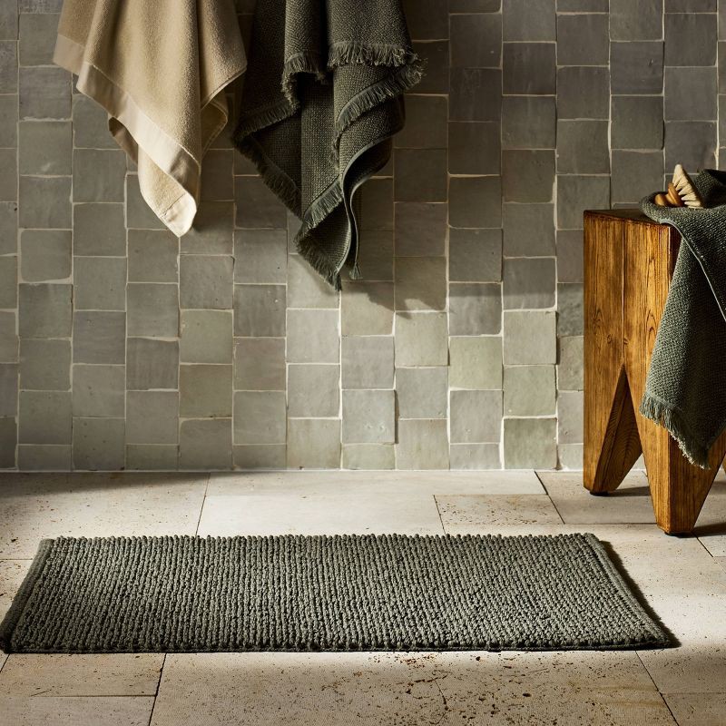 slide 1 of 4, 21"x34" Textured Bath Mat Olive - Casaluna™, 1 ct
