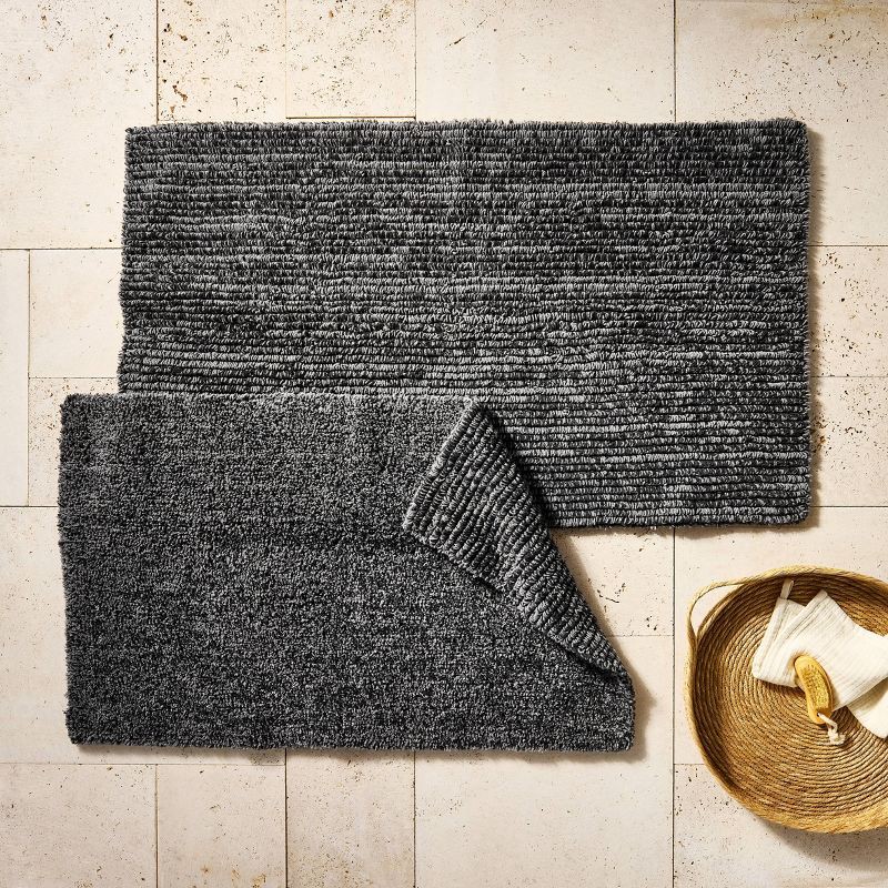 slide 2 of 4, 21"x34" Organic Melange Reversible Bath Rug Black - Casaluna™, 1 ct