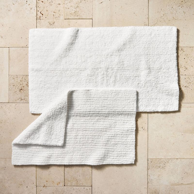 slide 2 of 4, 21"x34" Organic Melange Reversible Bath Rug White - Casaluna™, 1 ct