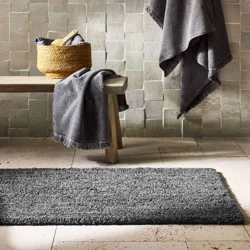 24"x40" Organic Melange Reversible Bath Rug Black - Casaluna™