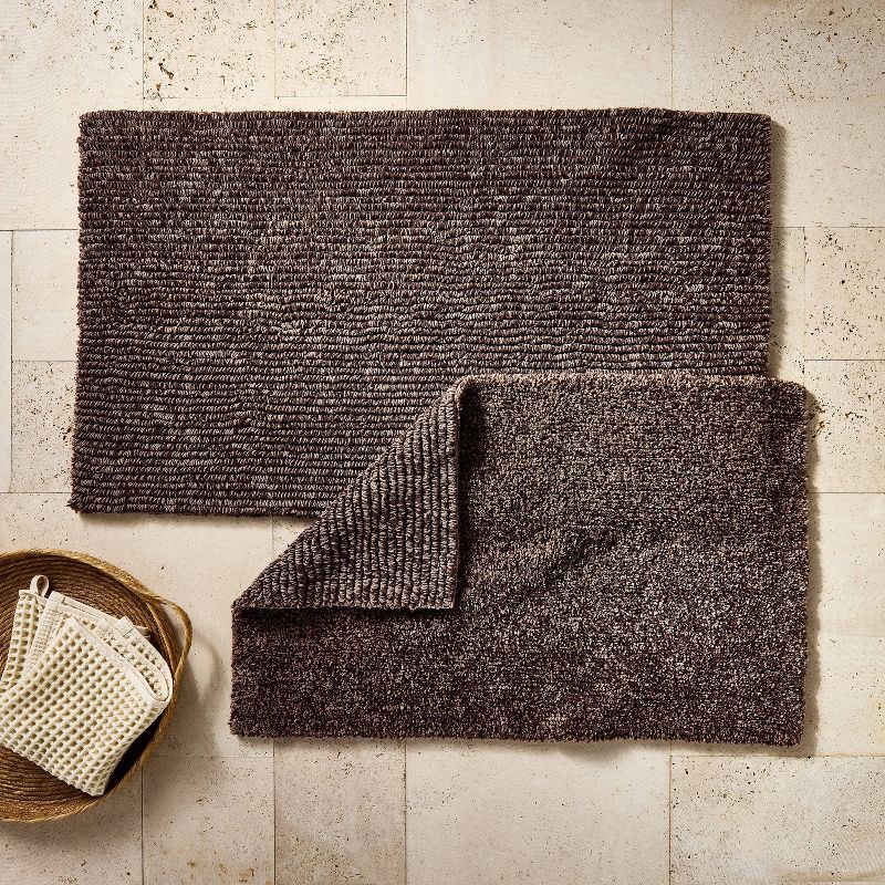 slide 2 of 4, 24"x40" Organic Melange Reversible Bath Rug Brown - Casaluna™, 1 ct