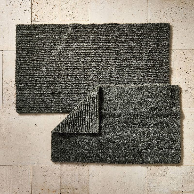slide 2 of 4, 24"x40" Organic Melange Reversible Bath Rug Olive - Casaluna™, 1 ct