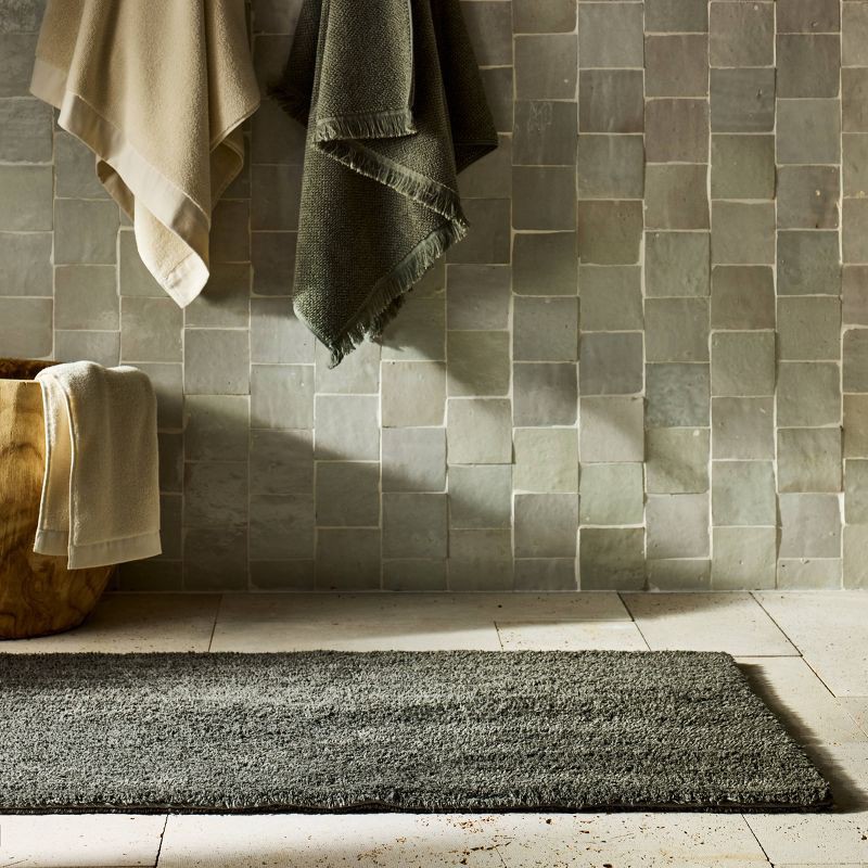 slide 1 of 4, 24"x40" Organic Melange Reversible Bath Rug Olive - Casaluna™, 1 ct