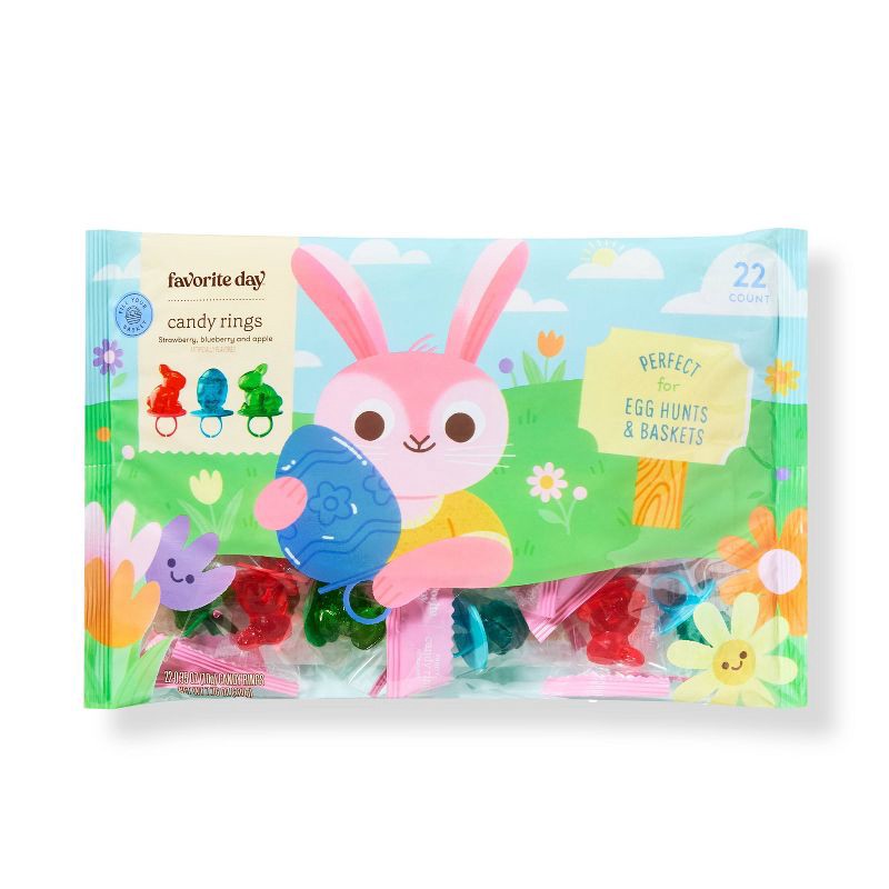 slide 1 of 4, Spring Easter Bunny and Egg Candy Rings for Egg Hunt - 7.76oz/22ct - Favorite Day™, 7.76 oz, 22 ct