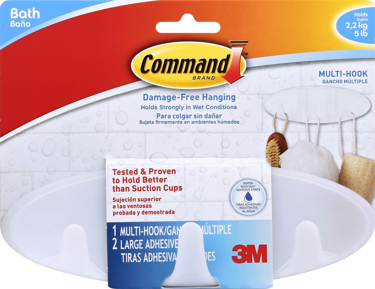 slide 2 of 2, 3M Command Bath Damagefree Multihook With Water Resistant Strip, 1 ct