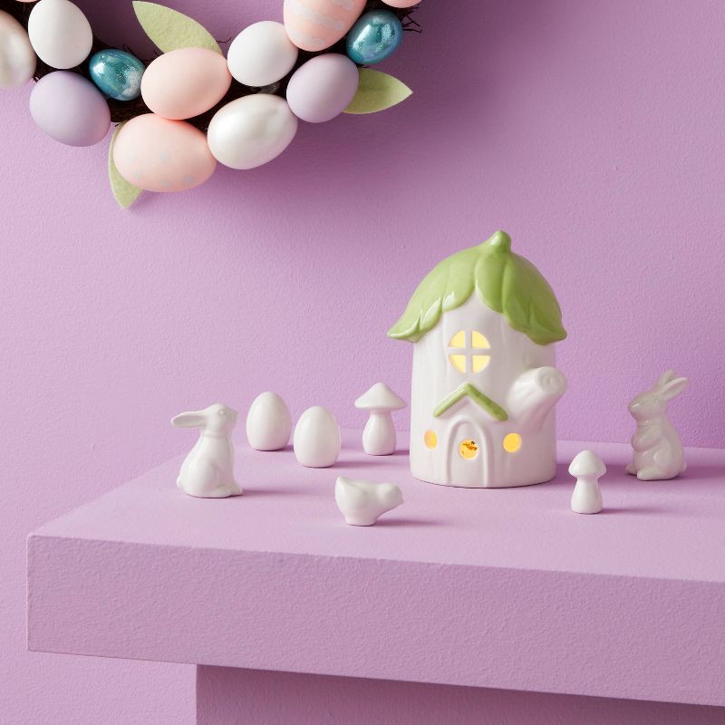 slide 2 of 3, Light Up Ceramic Cabbage Easter House Green - Spritz™, 1 ct