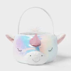 Round Sequins Unicorn Easter Basket Iridescent - Spritz™