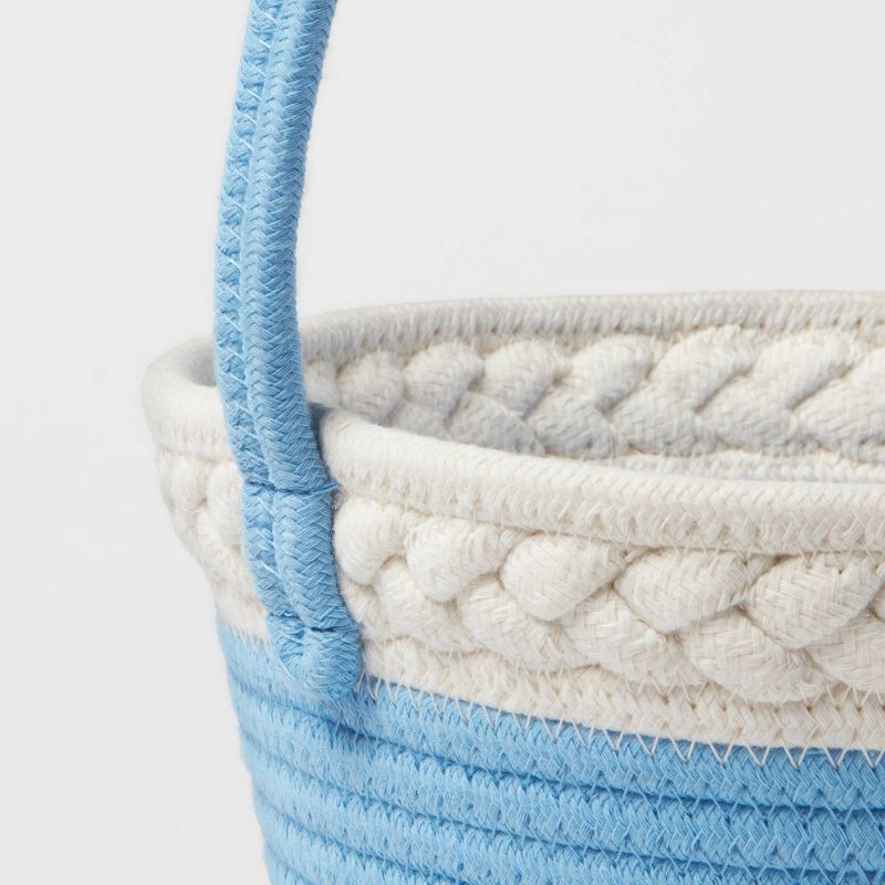 slide 3 of 3, Round Rope Decorative Easter Basket Blue/White - Spritz™, 1 ct