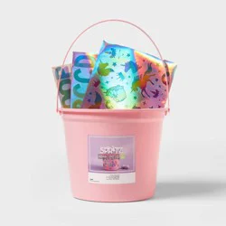 8"x9" Round Plastic Easter Bucket with Stickers Pink - Spritz™