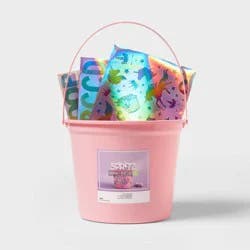 8"x9" Round Plastic Easter Bucket with Stickers Pink - Spritz™